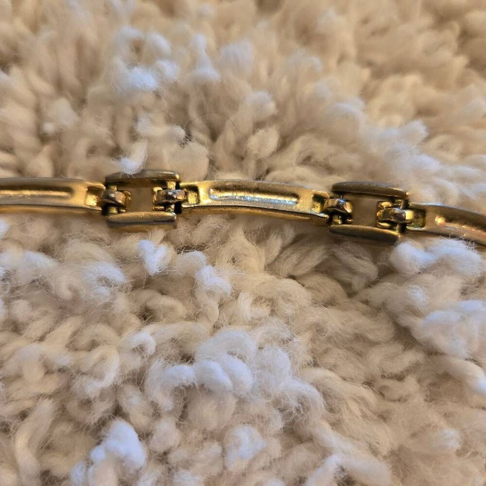 Vintage Gold & Rhinestone Link Necklace - Picture 8 of 8